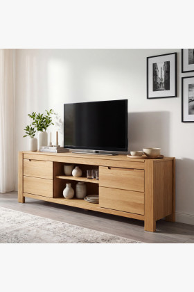 Eiche TV-Kommode 160 cm breit mit Soft-Close, naturholz